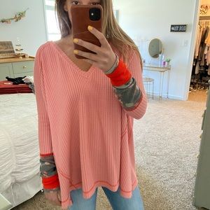 Free People Waffle Knit Top